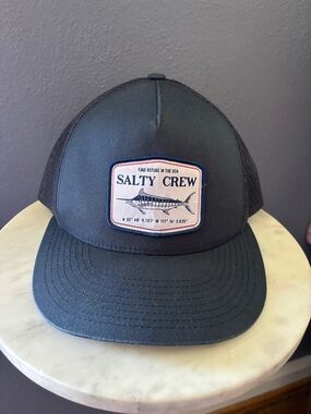 Salty Crew Navy Trucker Hat with Fish Patch